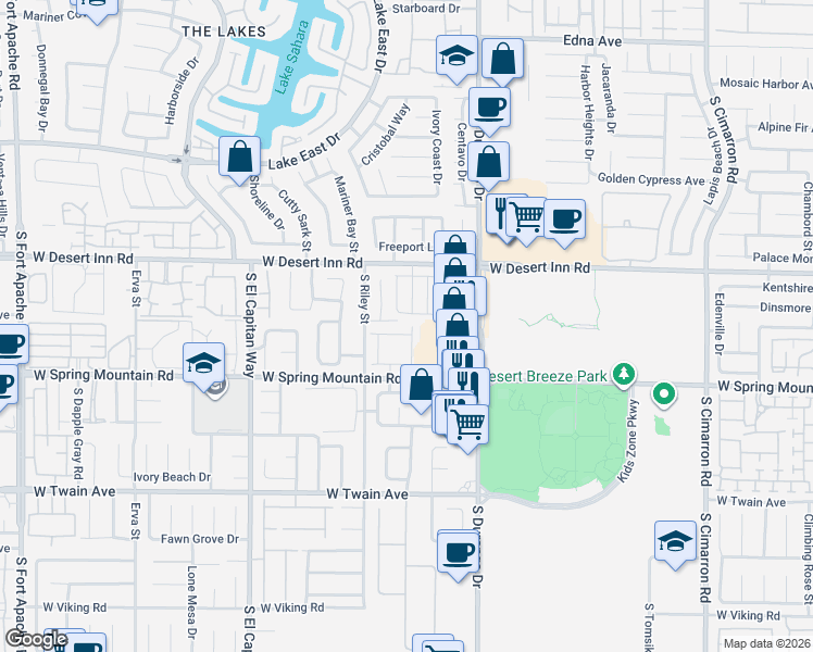 map of restaurants, bars, coffee shops, grocery stores, and more near 3396 Diego Bay Circle in Las Vegas
