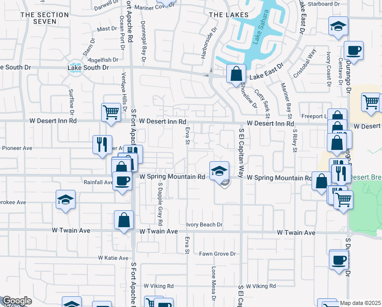 map of restaurants, bars, coffee shops, grocery stores, and more near 9147 West Desert Inn Road in Las Vegas