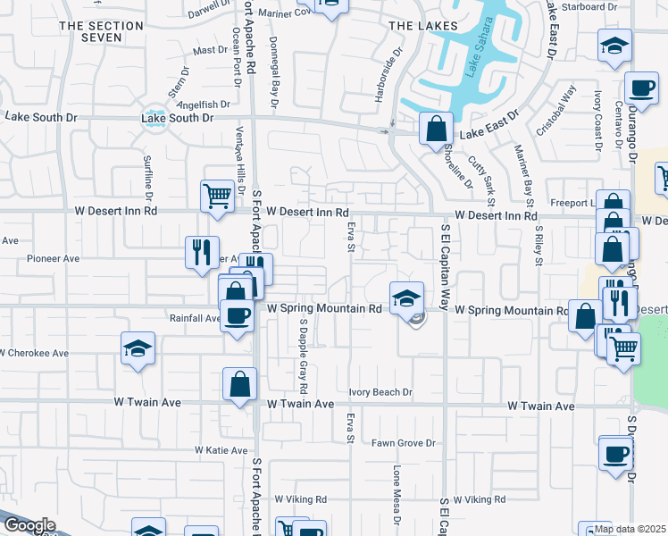 map of restaurants, bars, coffee shops, grocery stores, and more near 3345 Erva Street in Las Vegas