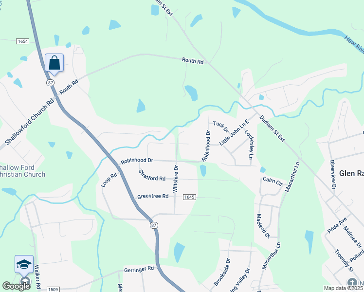 map of restaurants, bars, coffee shops, grocery stores, and more near 823 Wiltshire Drive in Burlington