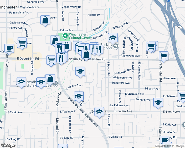 map of restaurants, bars, coffee shops, grocery stores, and more near 3280 Dayflower Street in Las Vegas