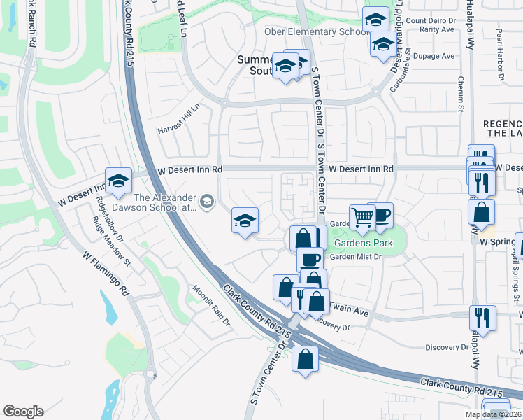 map of restaurants, bars, coffee shops, grocery stores, and more near 10791 Silver Lace Lane in Las Vegas