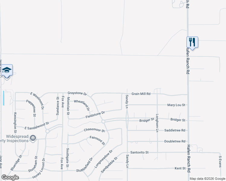map of restaurants, bars, coffee shops, grocery stores, and more near 5400 Grain Mill Road in Pahrump