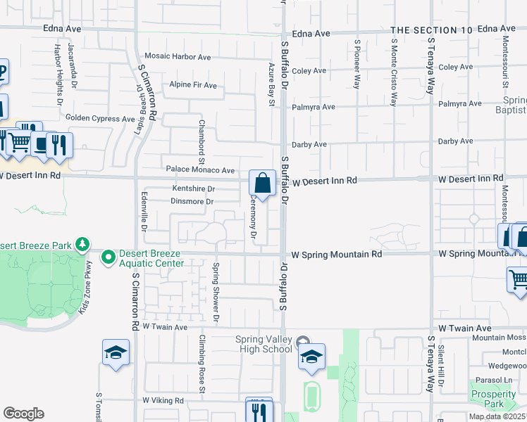 map of restaurants, bars, coffee shops, grocery stores, and more near 3377 Commendation Drive in Las Vegas