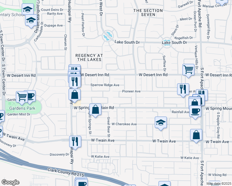 map of restaurants, bars, coffee shops, grocery stores, and more near 9923 Pioneer Avenue in Las Vegas