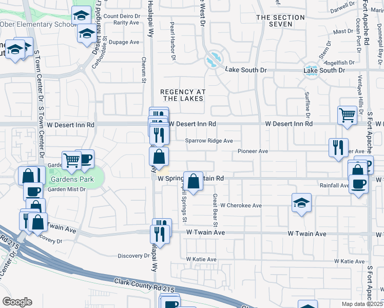 map of restaurants, bars, coffee shops, grocery stores, and more near 10057 Yellow Canary Avenue in Las Vegas