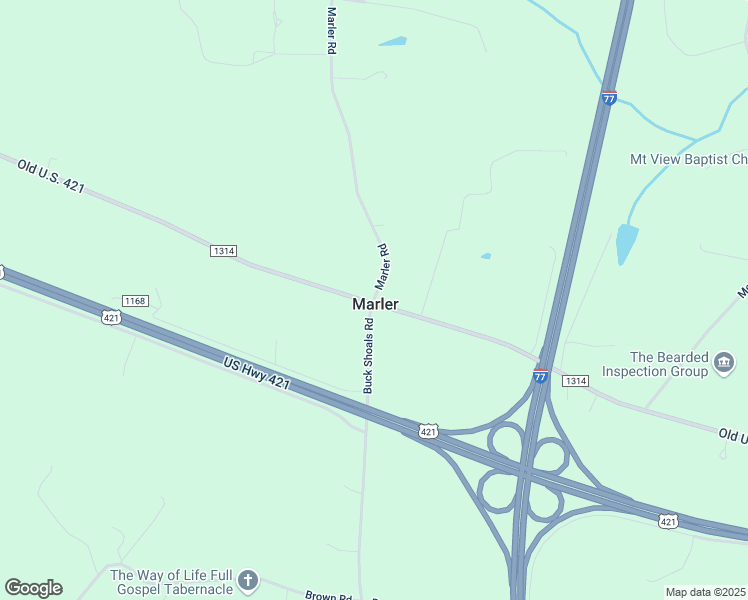 map of restaurants, bars, coffee shops, grocery stores, and more near Marler Road in Yadkin County
