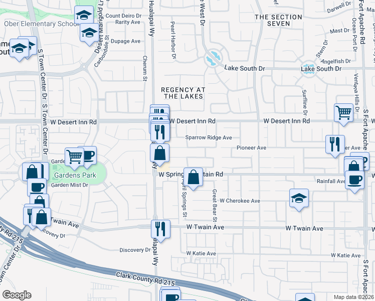 map of restaurants, bars, coffee shops, grocery stores, and more near 10075 Yellow Canary Avenue in Las Vegas