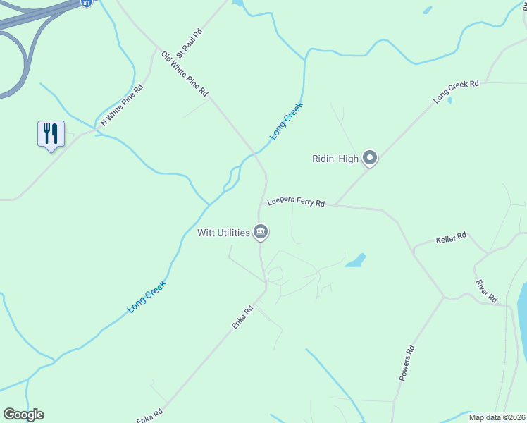 map of restaurants, bars, coffee shops, grocery stores, and more near 5915 Old White Pine Road in White Pine