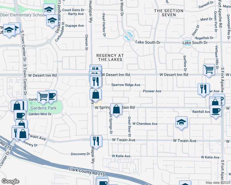 map of restaurants, bars, coffee shops, grocery stores, and more near 10057 Yellow Canary Avenue in Las Vegas