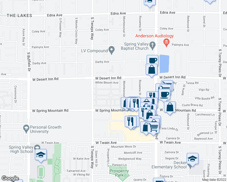 map of restaurants, bars, coffee shops, grocery stores, and more near 7183 Summer Grove Avenue in Las Vegas
