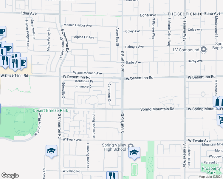 map of restaurants, bars, coffee shops, grocery stores, and more near 3372 Ceremony Drive in Las Vegas