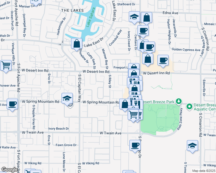 map of restaurants, bars, coffee shops, grocery stores, and more near 3412 Classic Bay Lane in Las Vegas