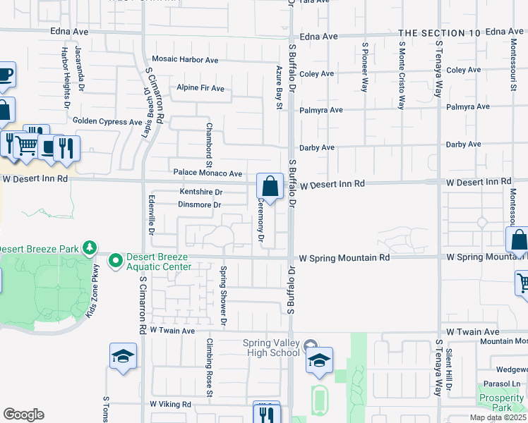map of restaurants, bars, coffee shops, grocery stores, and more near 3372 Ceremony Drive in Las Vegas