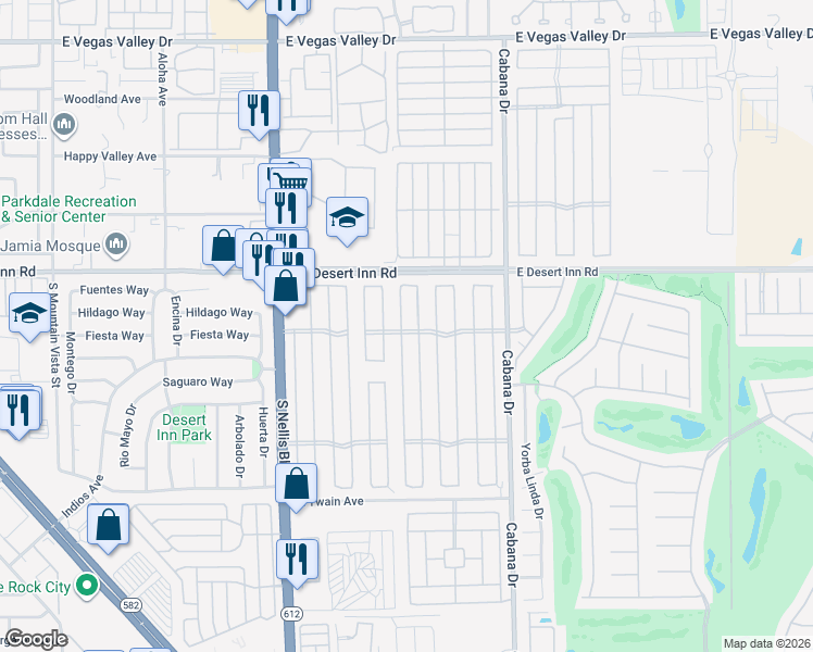 map of restaurants, bars, coffee shops, grocery stores, and more near 3370 Gulf Shores Drive in Las Vegas