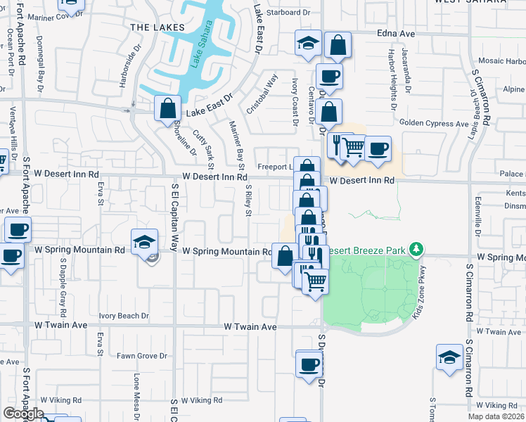 map of restaurants, bars, coffee shops, grocery stores, and more near 3396 Diego Bay Circle in Las Vegas