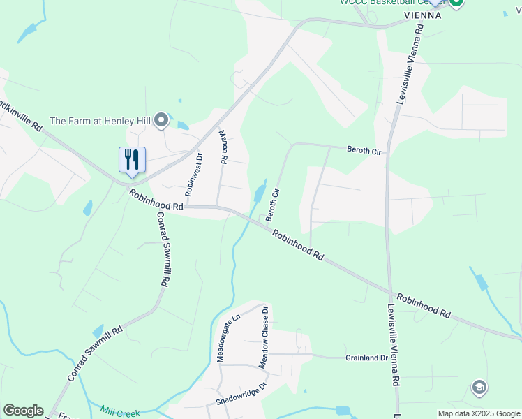 map of restaurants, bars, coffee shops, grocery stores, and more near 3531 Beroth Circle in Pfafftown