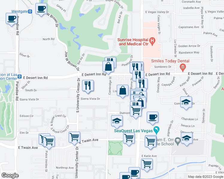 map of restaurants, bars, coffee shops, grocery stores, and more near in Paradise