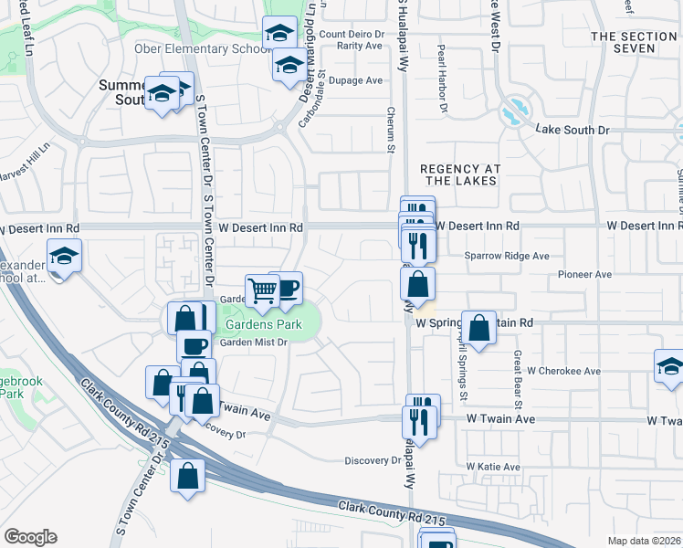 map of restaurants, bars, coffee shops, grocery stores, and more near 3432 Yellow Cove Lane in Las Vegas