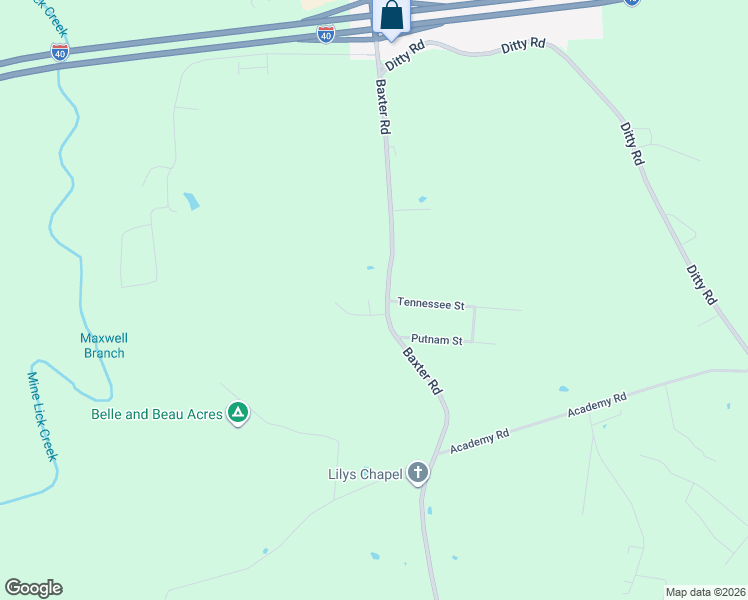 map of restaurants, bars, coffee shops, grocery stores, and more near 3801 Baxter Road in Baxter