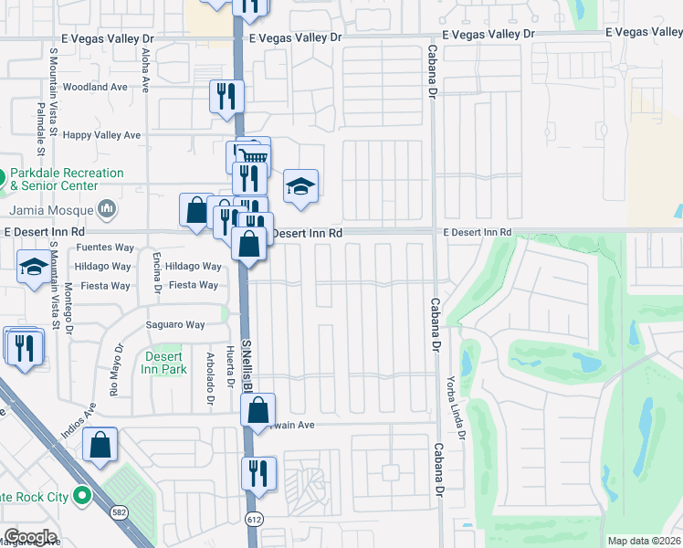 map of restaurants, bars, coffee shops, grocery stores, and more near 3361 Gulf Shores Drive in Las Vegas