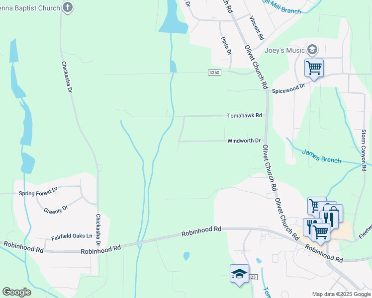 map of restaurants, bars, coffee shops, grocery stores, and more near 5764 Windworth Drive in Winston-Salem