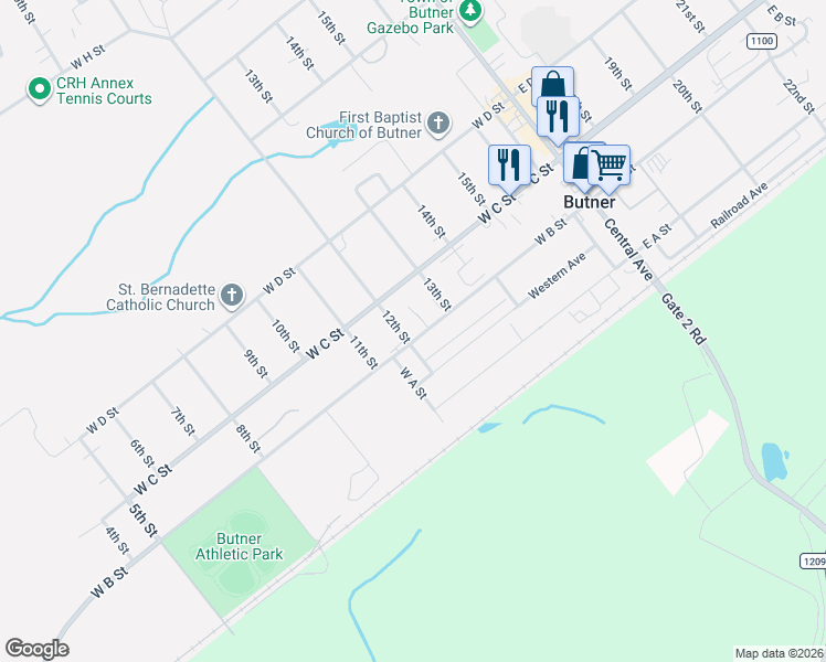 map of restaurants, bars, coffee shops, grocery stores, and more near in Butner