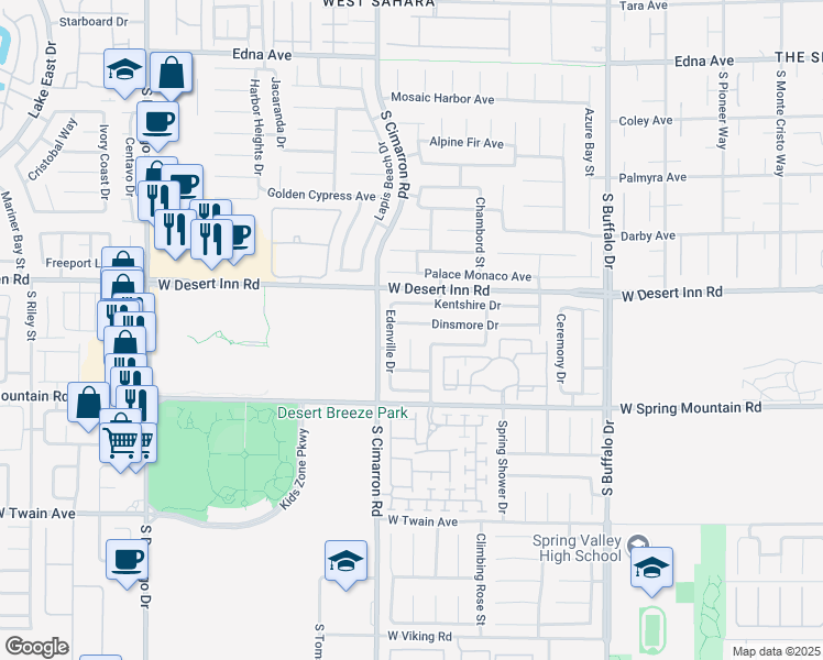 map of restaurants, bars, coffee shops, grocery stores, and more near 8159 Dinsmore Drive in Las Vegas