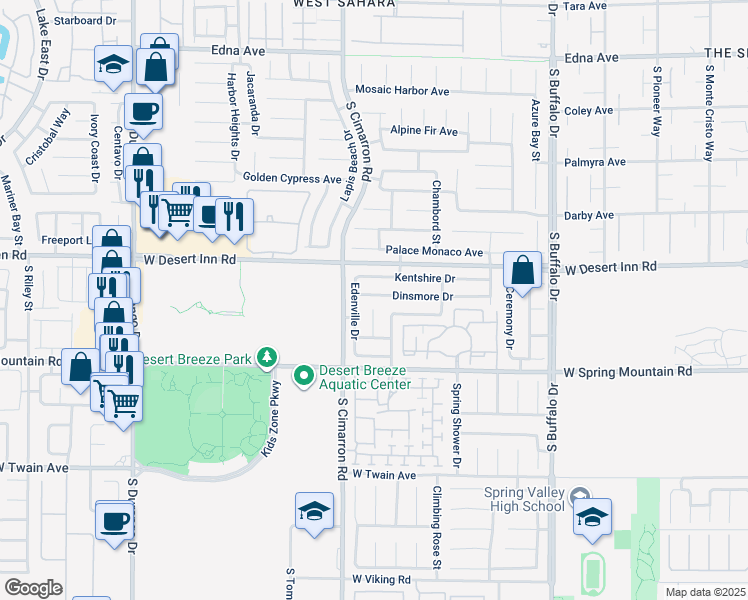 map of restaurants, bars, coffee shops, grocery stores, and more near 8159 Dinsmore Drive in Las Vegas