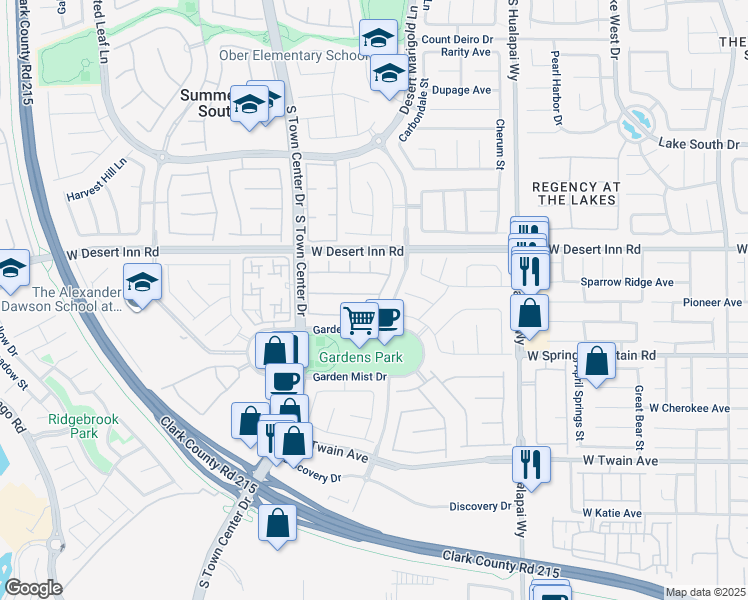 map of restaurants, bars, coffee shops, grocery stores, and more near 10457 Abbotsbury Drive in Las Vegas
