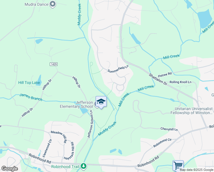 map of restaurants, bars, coffee shops, grocery stores, and more near 3640 Foxglove Drive in Winston-Salem
