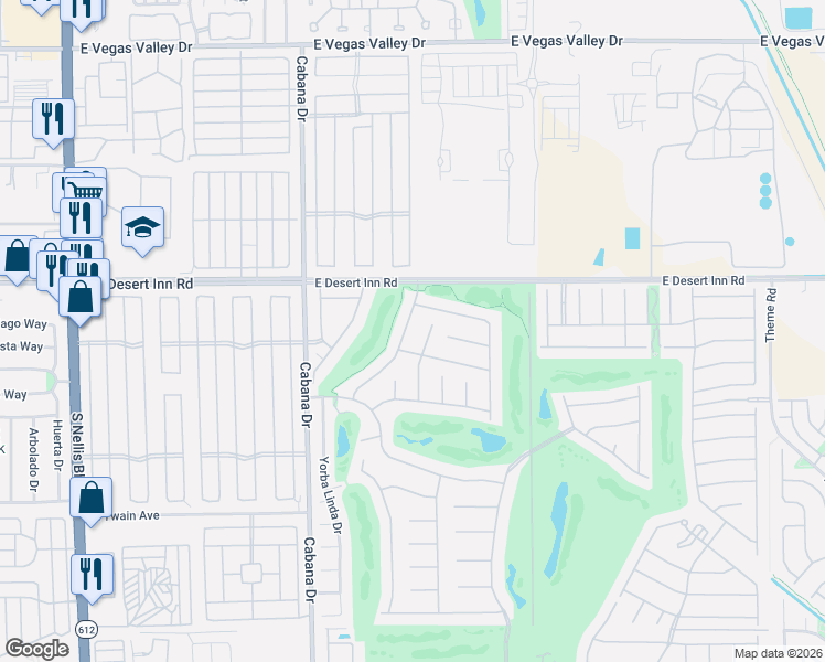 map of restaurants, bars, coffee shops, grocery stores, and more near 3404 Eagle Bend Street in Las Vegas