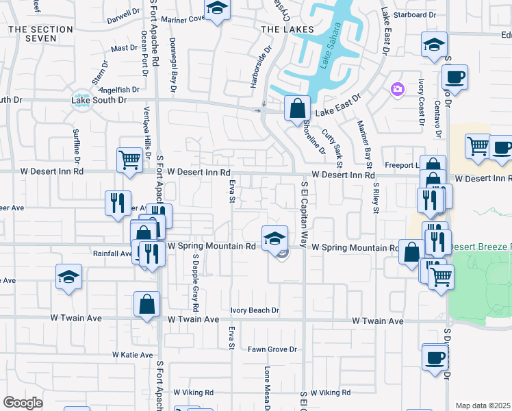 map of restaurants, bars, coffee shops, grocery stores, and more near 9147 West Desert Inn Road in Las Vegas