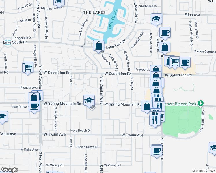 map of restaurants, bars, coffee shops, grocery stores, and more near 8960 Prominence Lane in Las Vegas