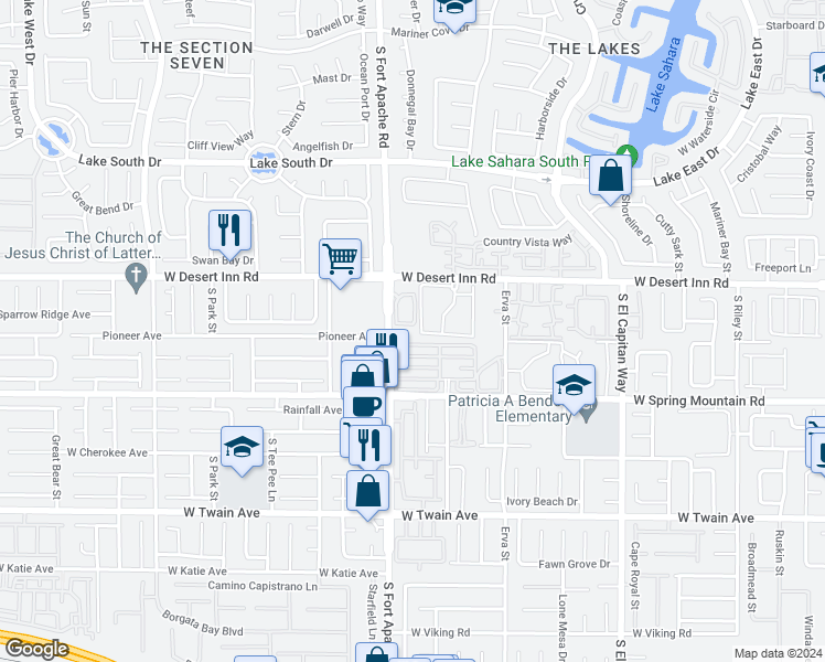 map of restaurants, bars, coffee shops, grocery stores, and more near 3320 South Fort Apache Road in Las Vegas