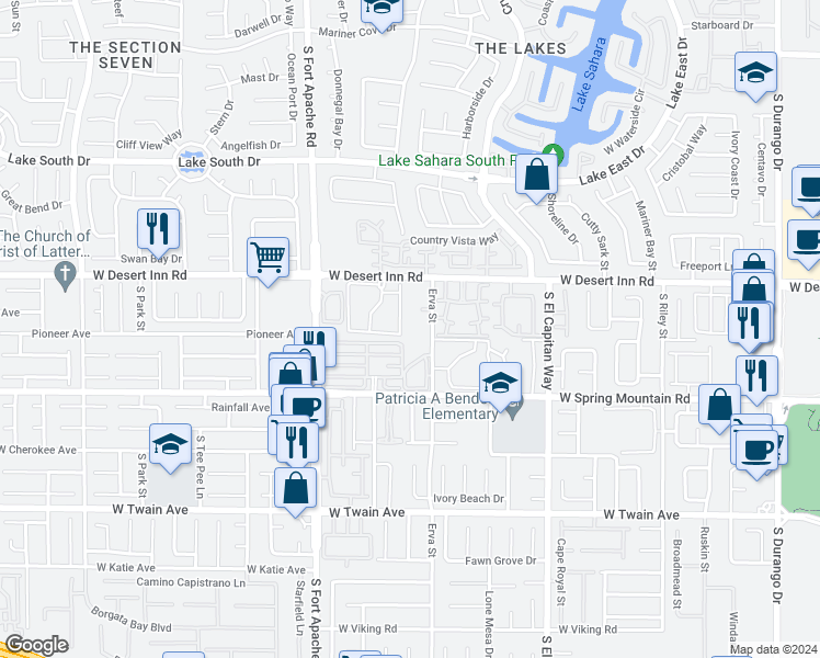 map of restaurants, bars, coffee shops, grocery stores, and more near 3327 Erva Street in Las Vegas