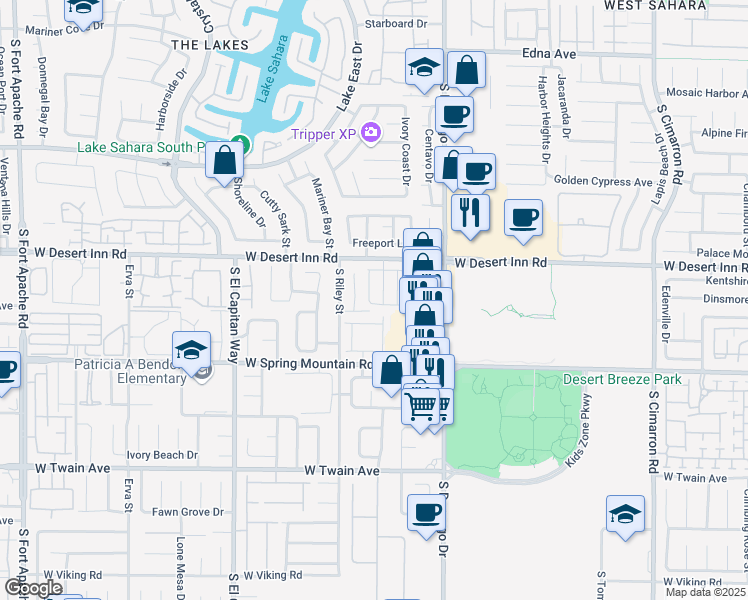map of restaurants, bars, coffee shops, grocery stores, and more near 3370 Cave Primrose Street in Las Vegas