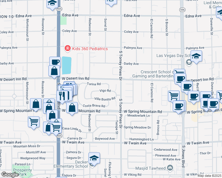 map of restaurants, bars, coffee shops, grocery stores, and more near 3360 Paso Andres Street in Las Vegas