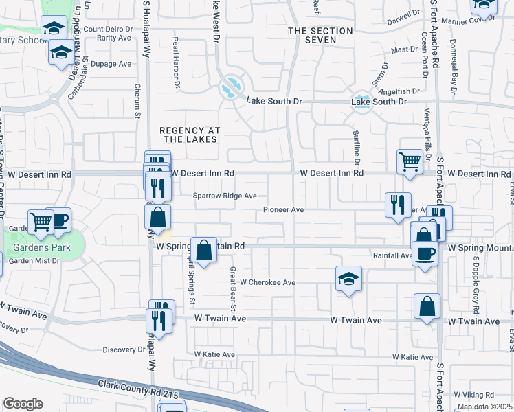 map of restaurants, bars, coffee shops, grocery stores, and more near 9900 Pioneer Avenue in Las Vegas