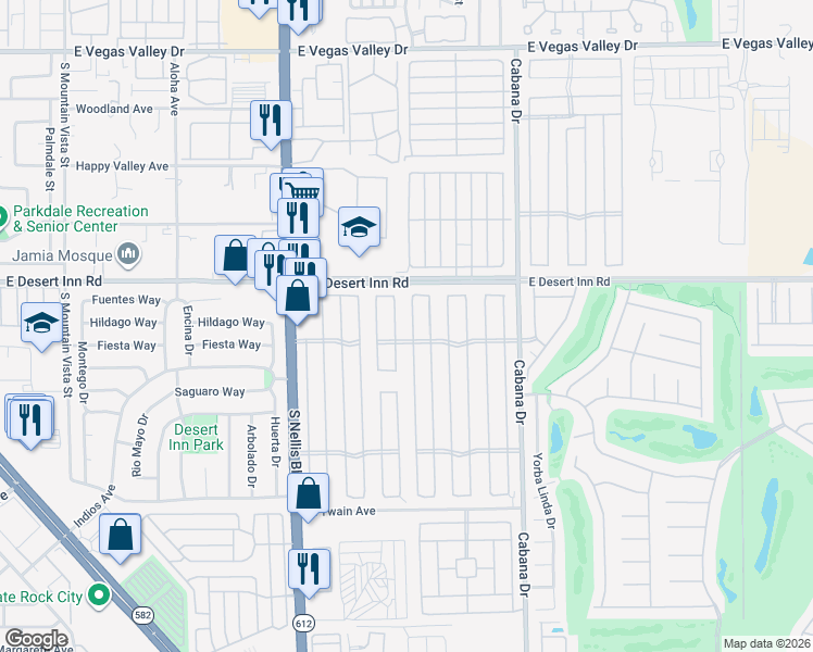 map of restaurants, bars, coffee shops, grocery stores, and more near 3385 Gulf Shores Drive in Las Vegas