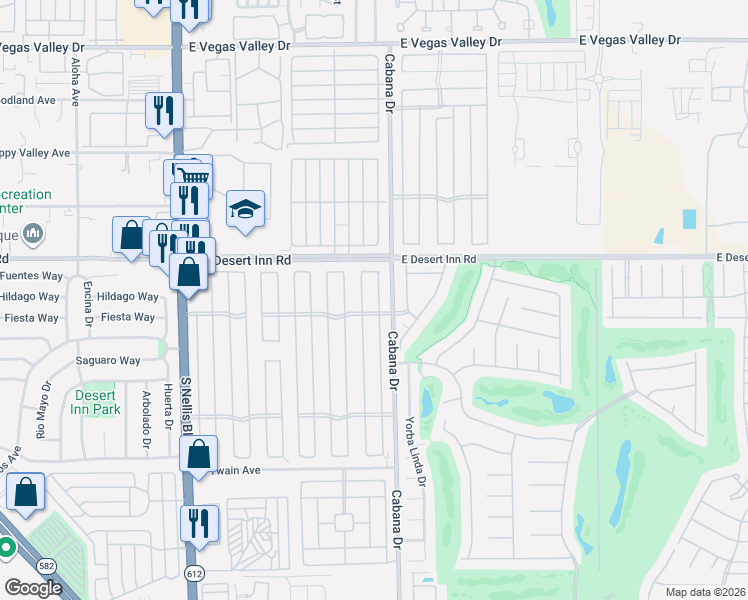 map of restaurants, bars, coffee shops, grocery stores, and more near 3394 Katmai Drive in Las Vegas