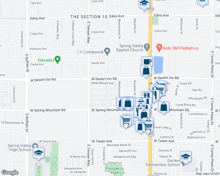 map of restaurants, bars, coffee shops, grocery stores, and more near 7176 Summer Grove Avenue in Las Vegas