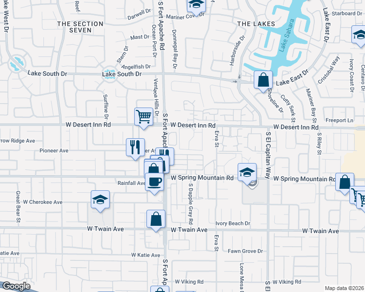 map of restaurants, bars, coffee shops, grocery stores, and more near 3320 South Fort Apache Road in Las Vegas