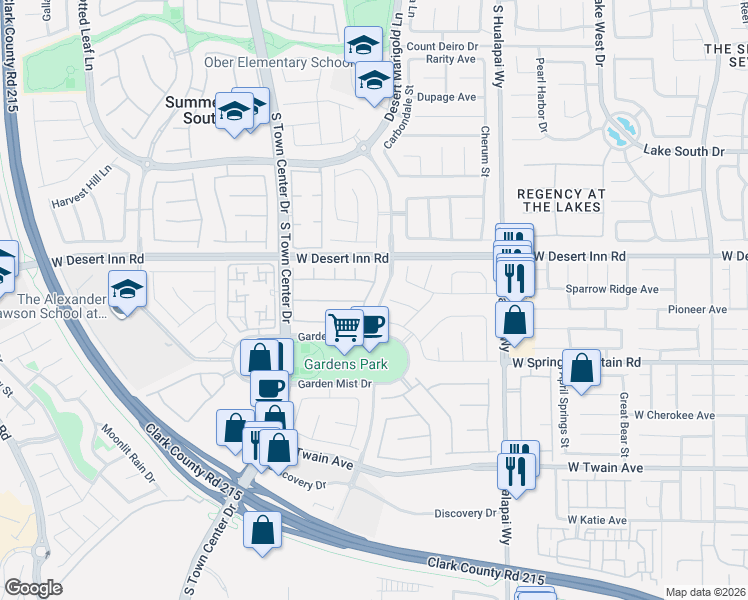 map of restaurants, bars, coffee shops, grocery stores, and more near 10395 Early Morning Avenue in Las Vegas