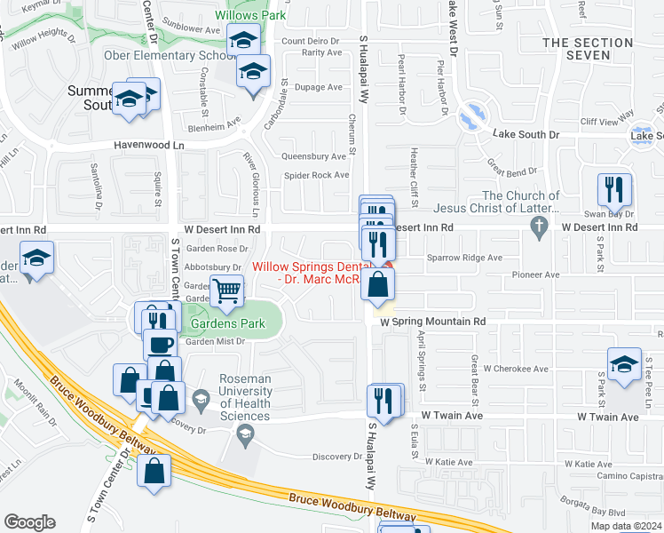 map of restaurants, bars, coffee shops, grocery stores, and more near 10267 Early Morning Avenue in Las Vegas