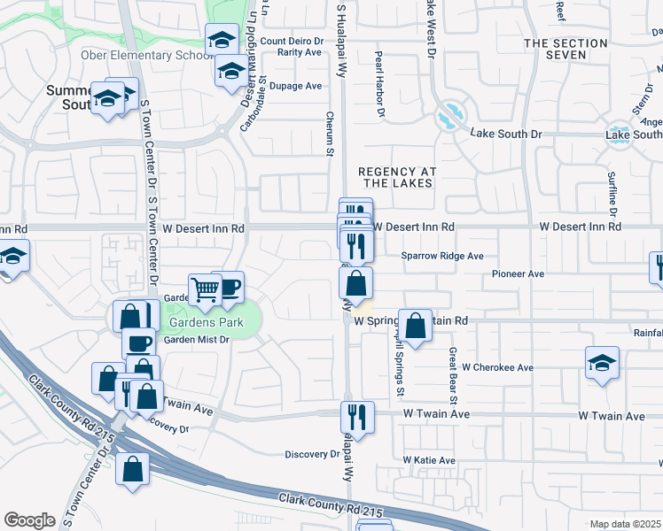map of restaurants, bars, coffee shops, grocery stores, and more near 10231 Early Morning Avenue in Las Vegas