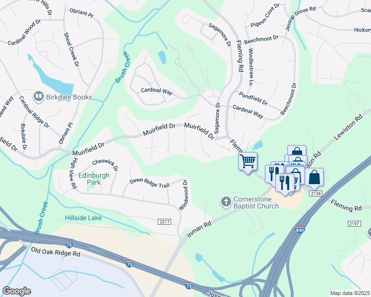 map of restaurants, bars, coffee shops, grocery stores, and more near 3607 Tattershall Drive in Greensboro