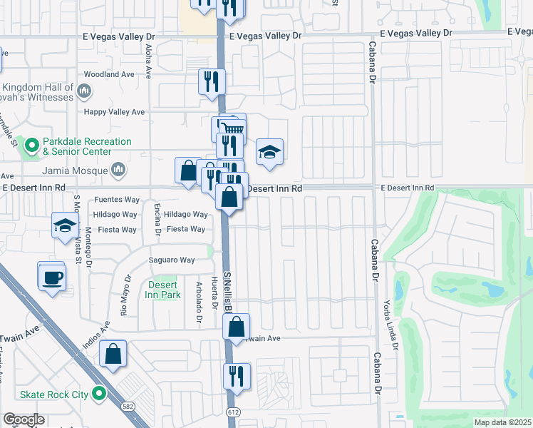 map of restaurants, bars, coffee shops, grocery stores, and more near 3341 Death Valley Drive in Las Vegas
