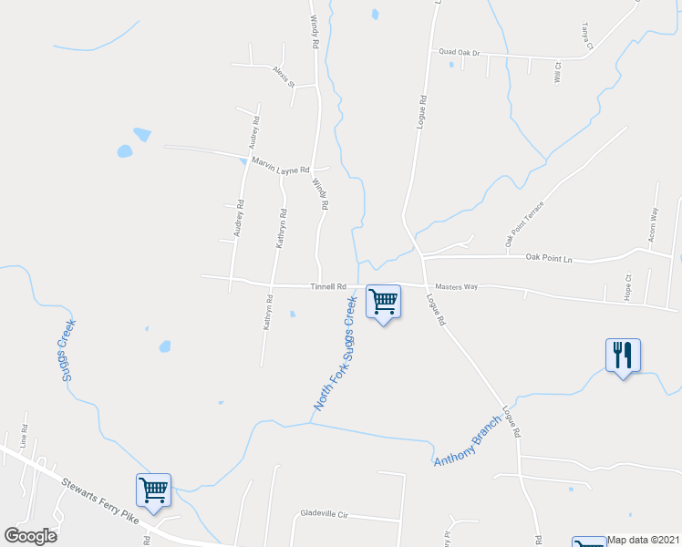 map of restaurants, bars, coffee shops, grocery stores, and more near 1030 Tinnell Road in Mount Juliet