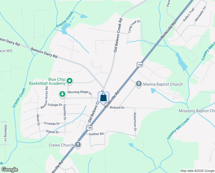 map of restaurants, bars, coffee shops, grocery stores, and more near 4347 Old Belews Creek Road in Winston-Salem